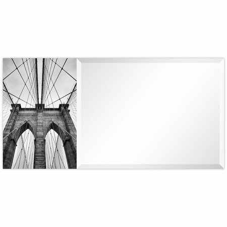 EMPIRE ART DIRECT Brooklyn Bridge Rectangular Beveled Mirror on Free Floating Printed Tempered Art Glass TAM-EAD2495-2448L